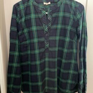Talbots Green and Navy Plaid Shirt